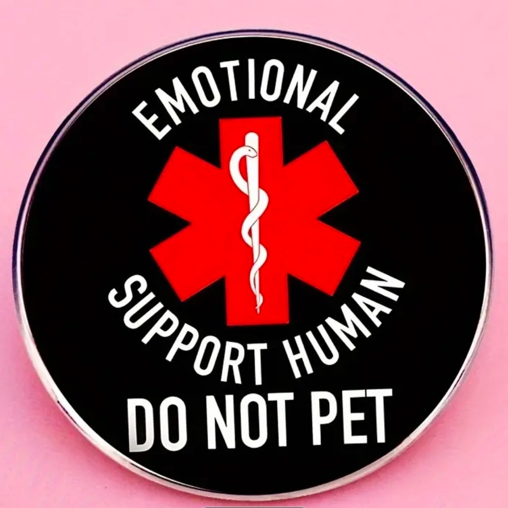 Emotional Support Human Pin - Black and Red Enamel Pin